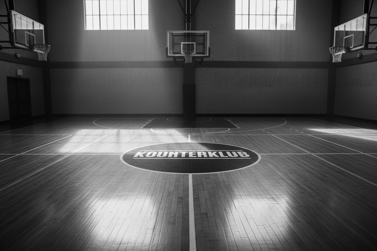empty court black and white with kounterklub logo 